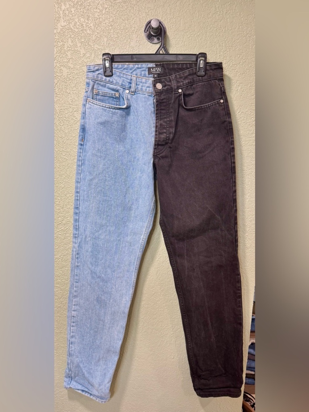 Boohoomans Two-Tone Slim Jeans - Light Blue & Black size 30